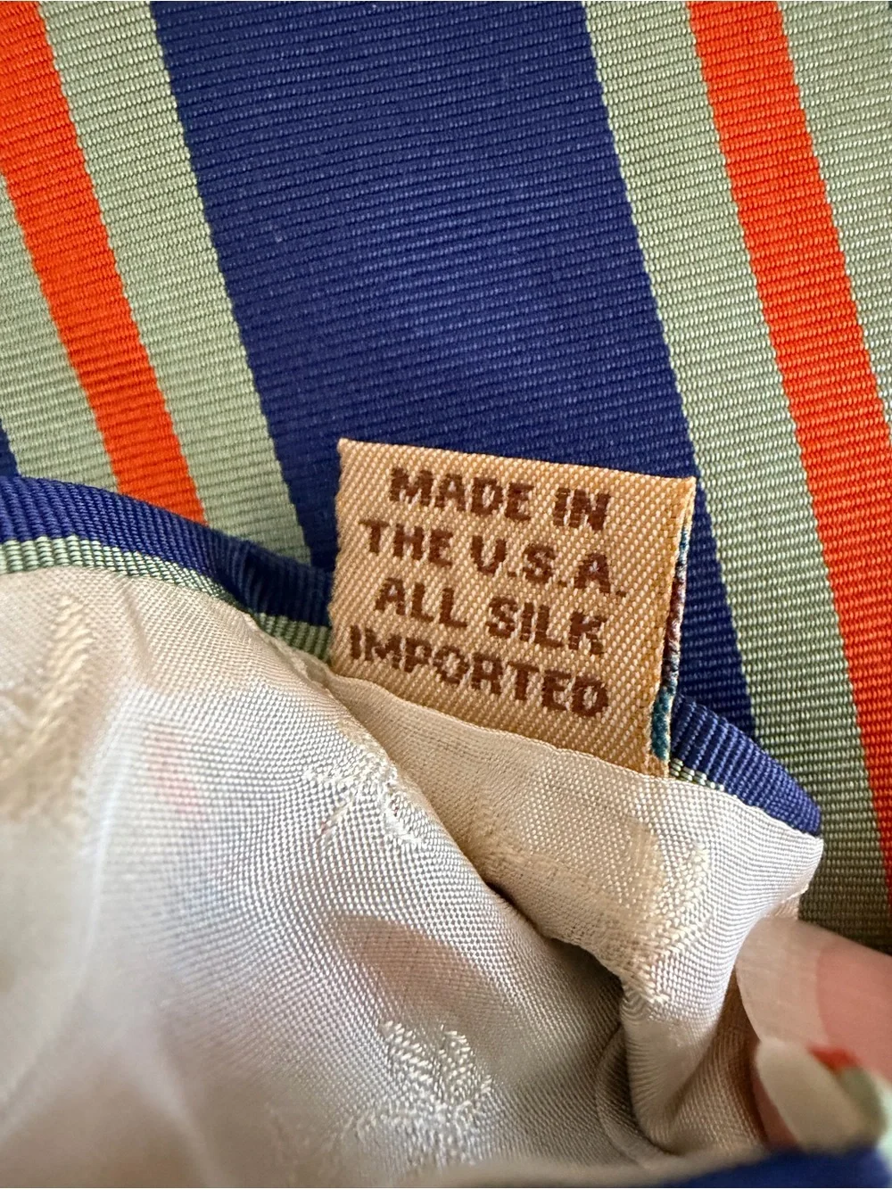 Vintage Tommy Bahama Off Island All Silk Striped Tie Made in USA Blue Orange